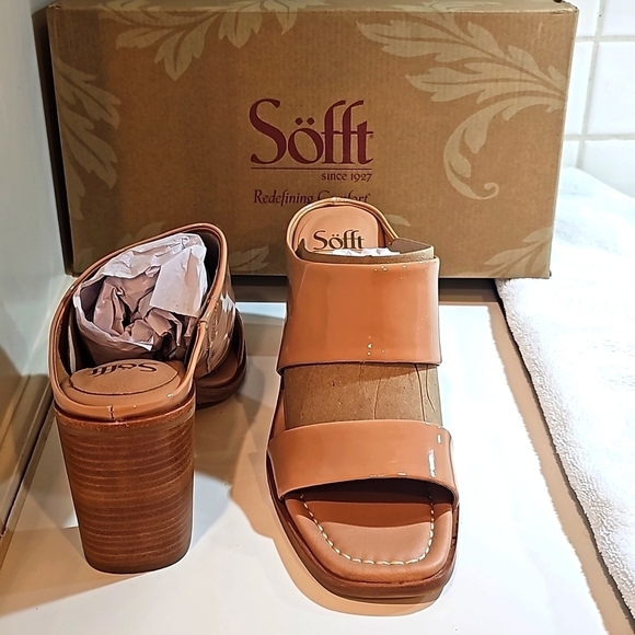 NWT Sofft Sheila Sandal 3 1/4" blocked heel, angled square toe. Pink Rose  9M - Picture 1 of 8
